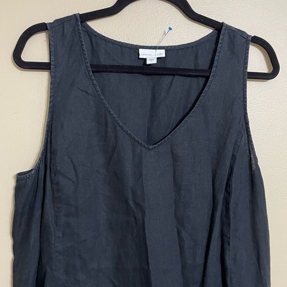 J. Jill Linen Sleeveless black midi Dress size large - Picture 3 of 7